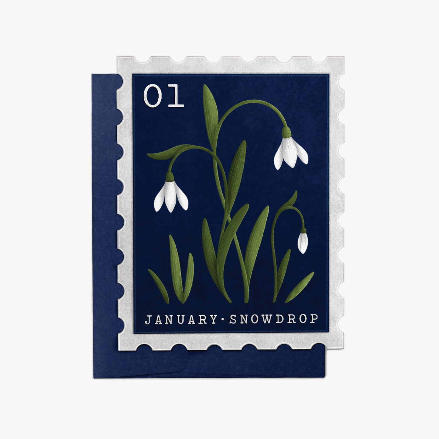 January Snowdrop Birth Month Flower Stamp Card