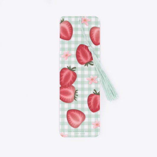 Strawberry Gingham Bookmark