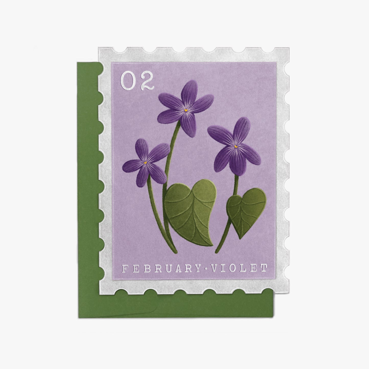 February Violet Birth Month Flower Stamp Card